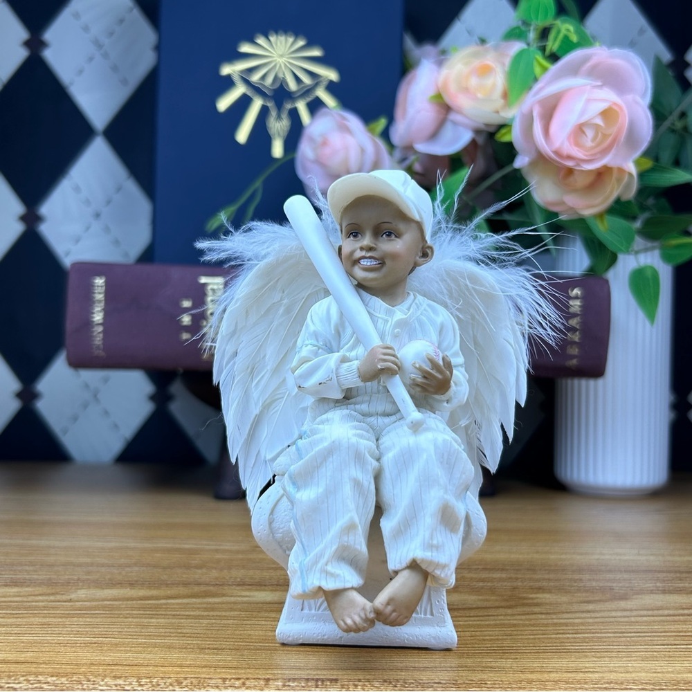 Sweet Child Angel Baseball Figurine Sculpture Whimsical Décor Collectible Rare - Picture 3 of 17